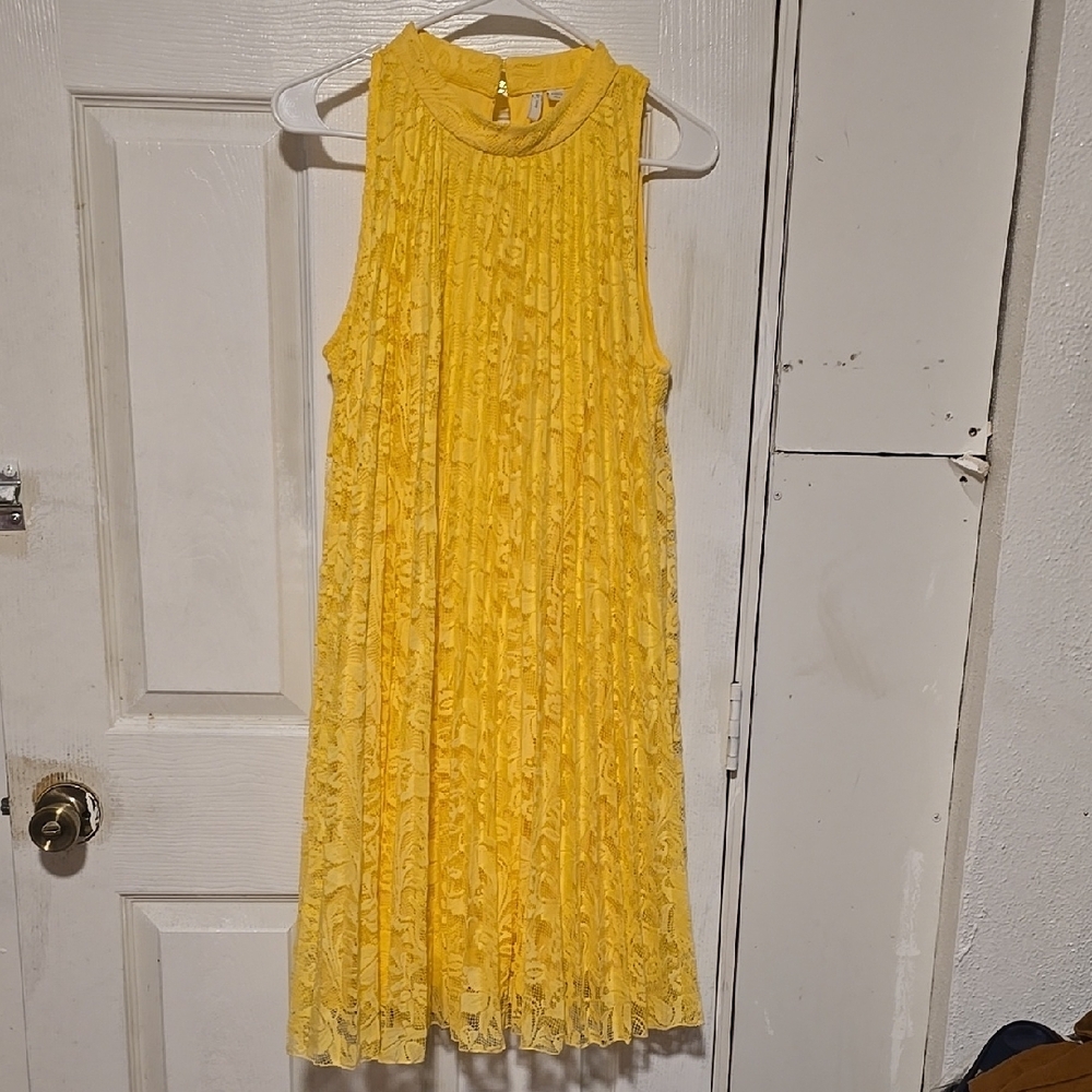 Yellow Lace Midi Dress